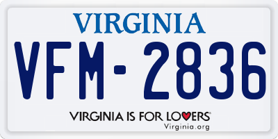 VA license plate VFM2836