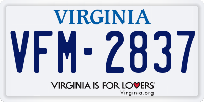 VA license plate VFM2837
