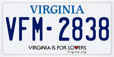 VA license plate VFM2838