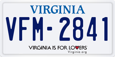 VA license plate VFM2841