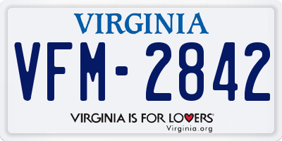 VA license plate VFM2842
