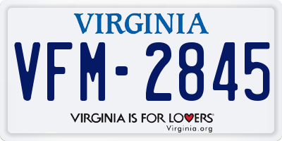 VA license plate VFM2845