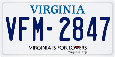 VA license plate VFM2847