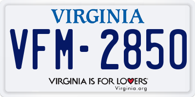 VA license plate VFM2850