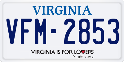 VA license plate VFM2853