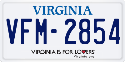 VA license plate VFM2854