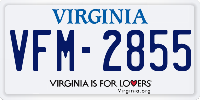 VA license plate VFM2855