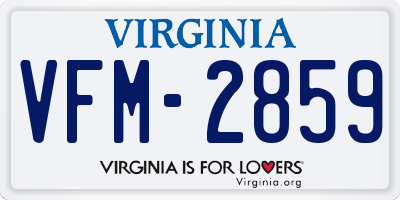 VA license plate VFM2859
