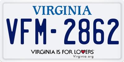 VA license plate VFM2862