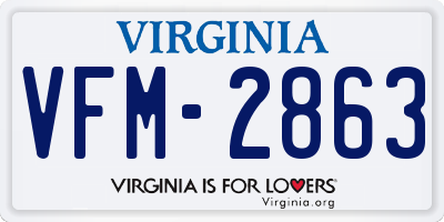 VA license plate VFM2863