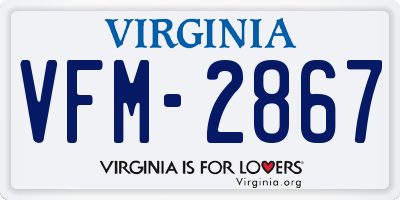 VA license plate VFM2867