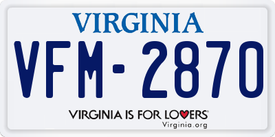 VA license plate VFM2870