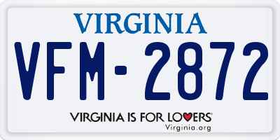 VA license plate VFM2872