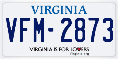VA license plate VFM2873