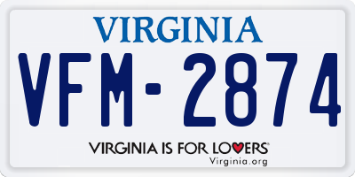 VA license plate VFM2874