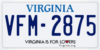 VA license plate VFM2875