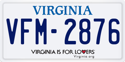 VA license plate VFM2876