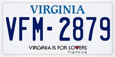 VA license plate VFM2879