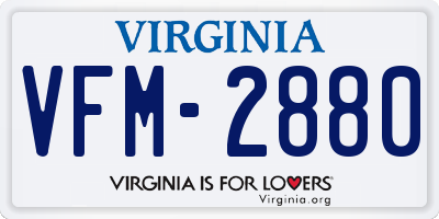 VA license plate VFM2880