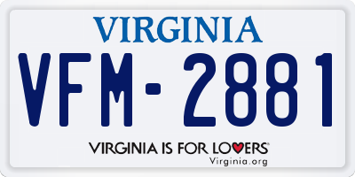 VA license plate VFM2881