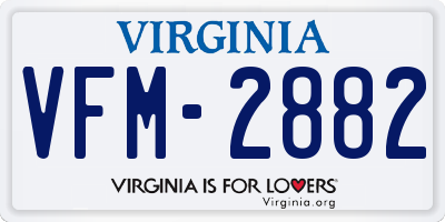 VA license plate VFM2882