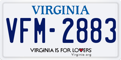 VA license plate VFM2883