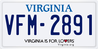 VA license plate VFM2891