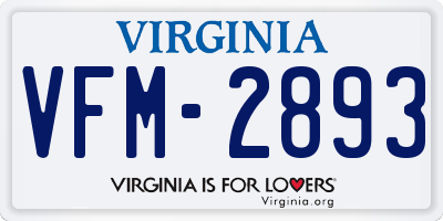 VA license plate VFM2893