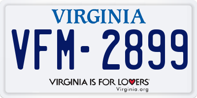 VA license plate VFM2899