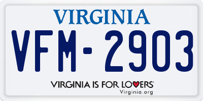 VA license plate VFM2903