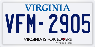 VA license plate VFM2905