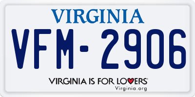 VA license plate VFM2906