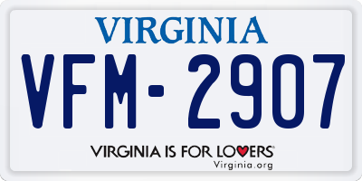 VA license plate VFM2907