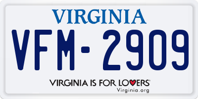 VA license plate VFM2909