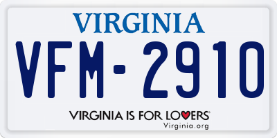 VA license plate VFM2910