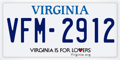 VA license plate VFM2912