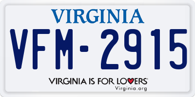 VA license plate VFM2915