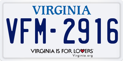 VA license plate VFM2916