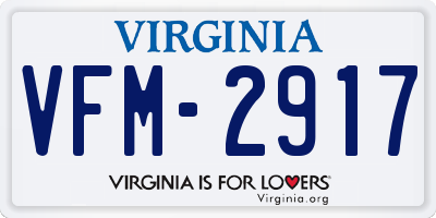 VA license plate VFM2917