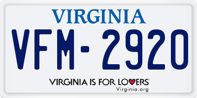 VA license plate VFM2920