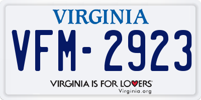 VA license plate VFM2923