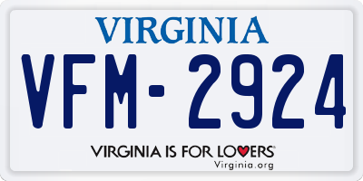 VA license plate VFM2924