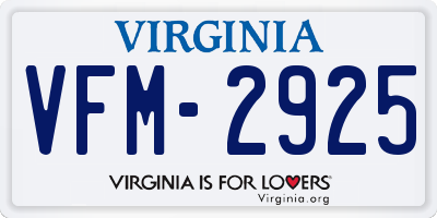 VA license plate VFM2925