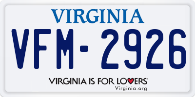 VA license plate VFM2926