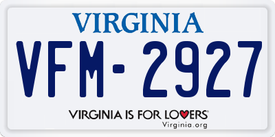 VA license plate VFM2927