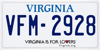 VA license plate VFM2928