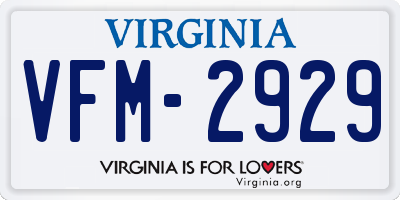 VA license plate VFM2929
