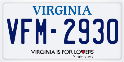 VA license plate VFM2930