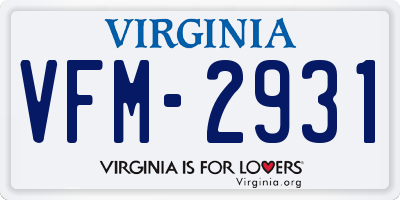 VA license plate VFM2931