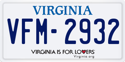 VA license plate VFM2932